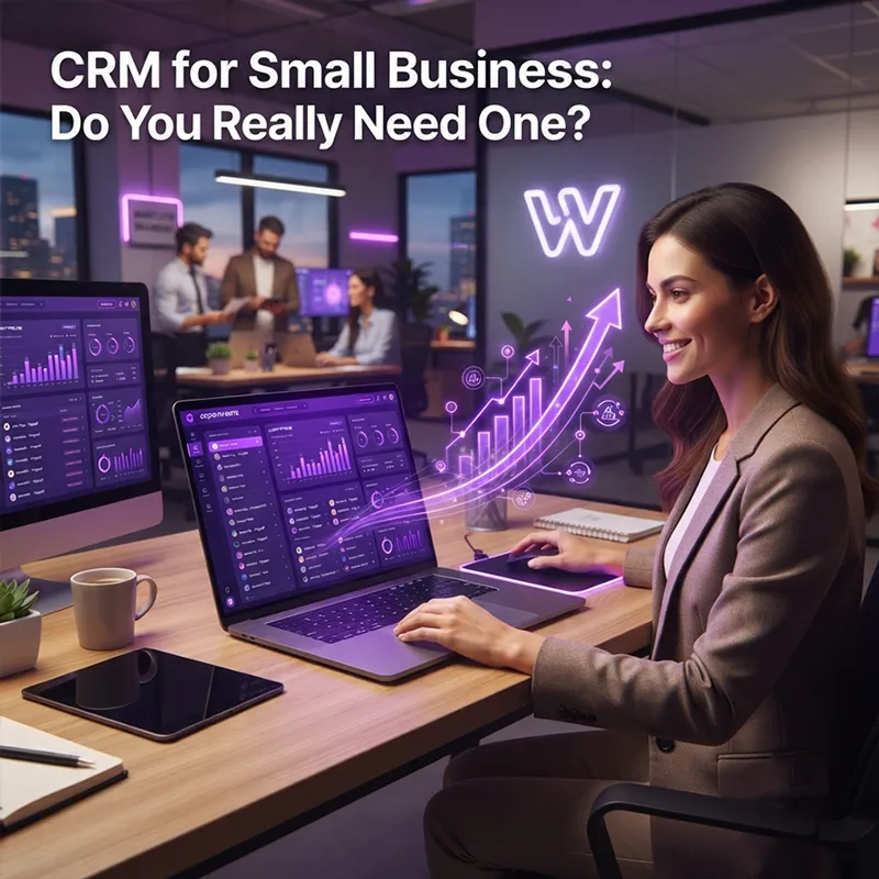 Small business team using CRM software