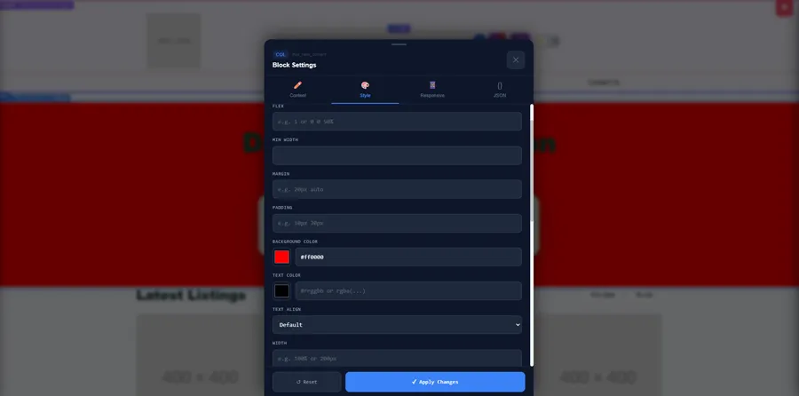 Changing Background Images and Colors